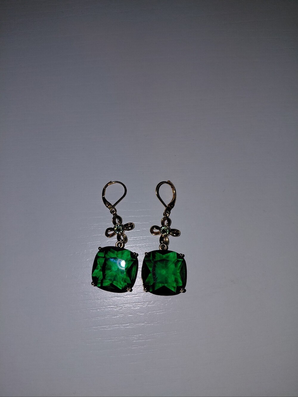 Green Gemstone Gold-Tone Drop Earrings for Women